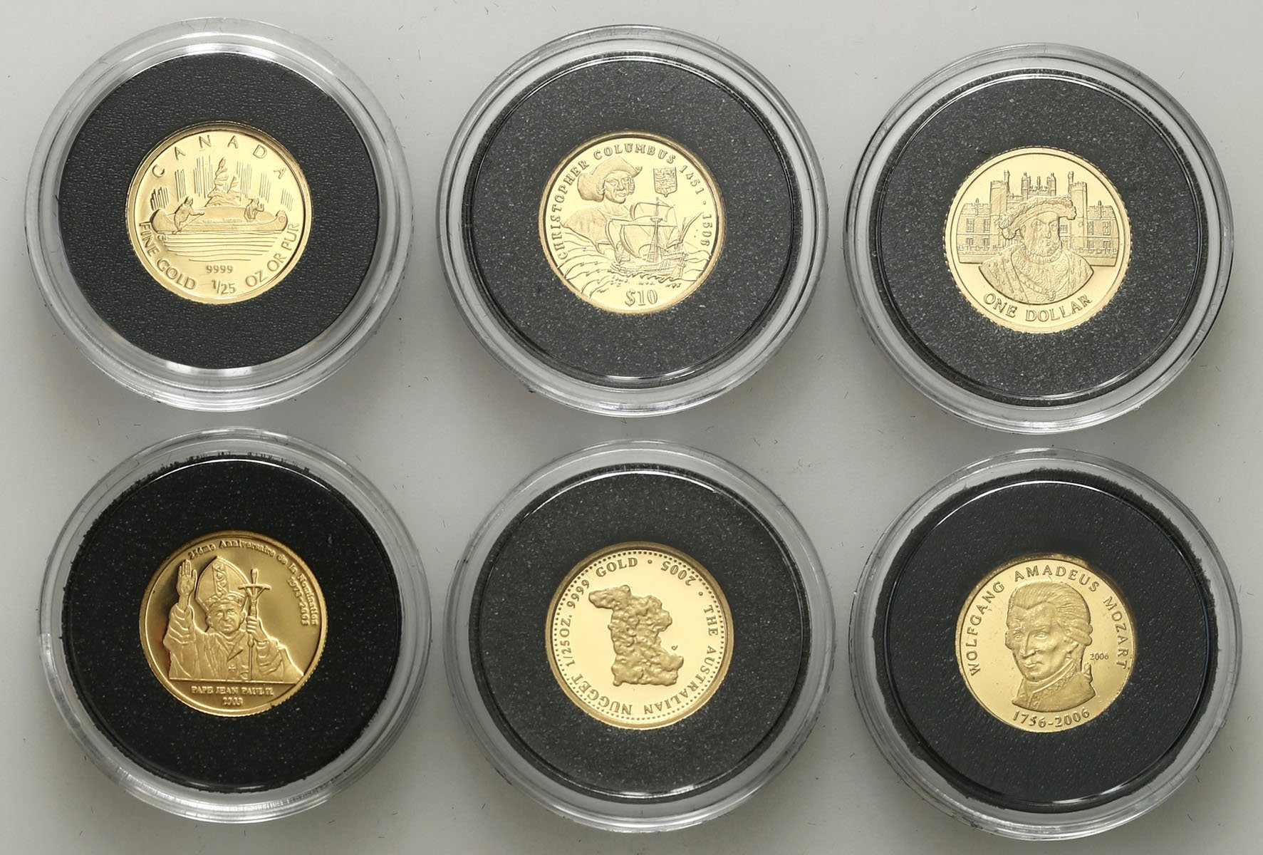 Najmniejsze monety świata zestaw 6 szt. ZŁOTO
